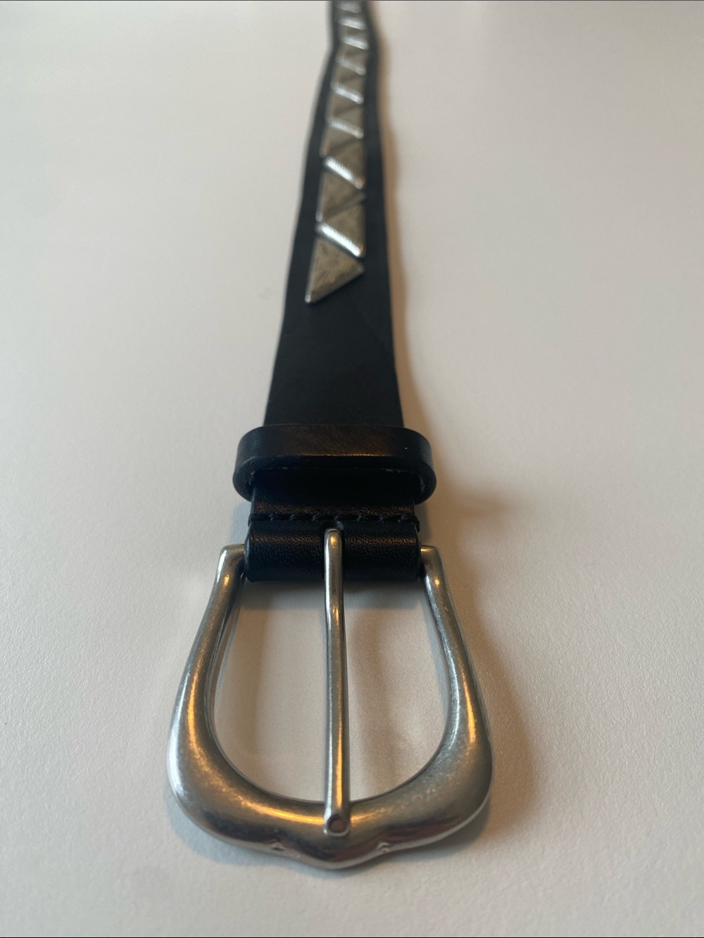 Isabel Marant Black Leather Women’s Belt with Silver Studs (Size M)